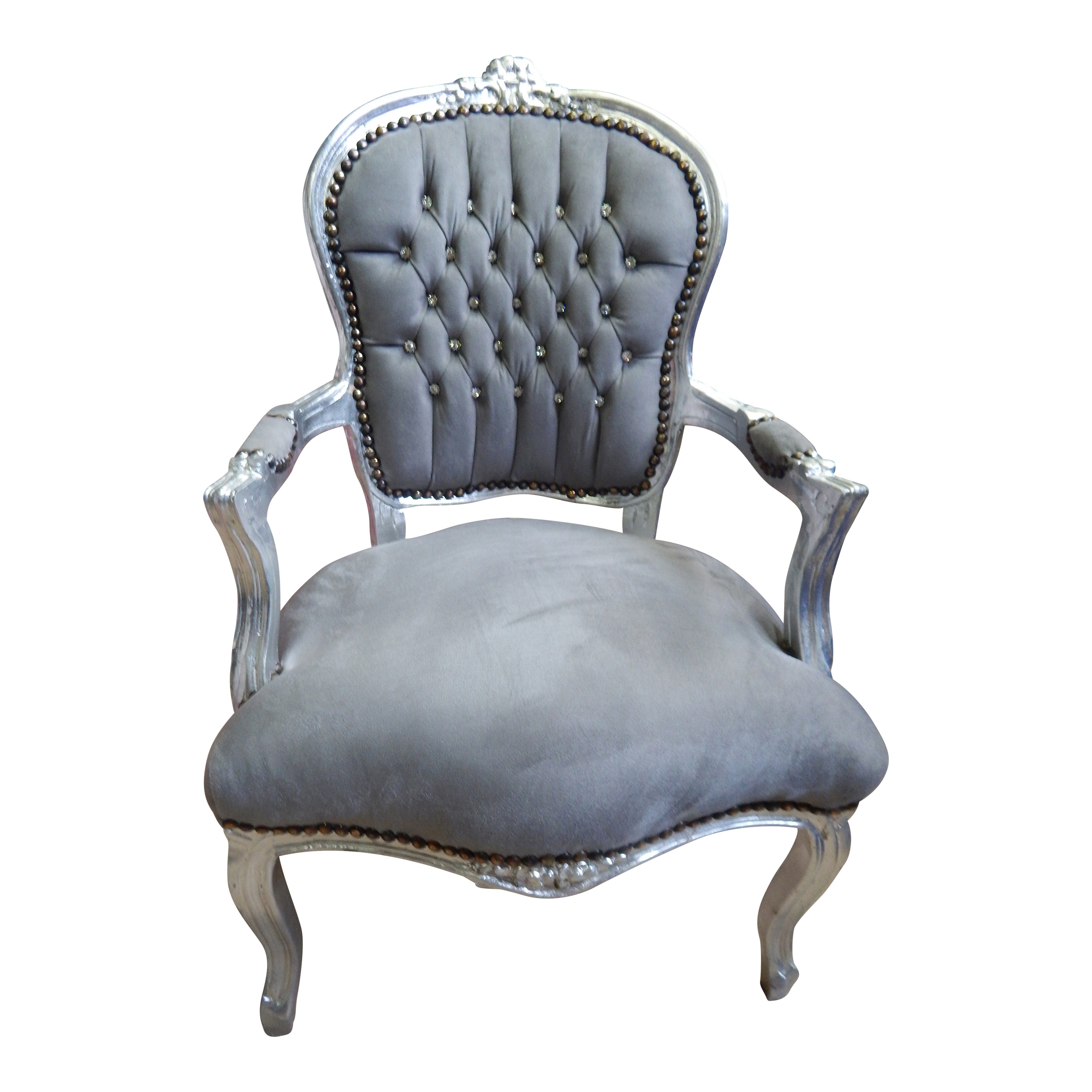 Gemakkelijk Bemiddelaar slaaf Barok stoel zilver met grijs - Bobo Verhuur Rotterdam